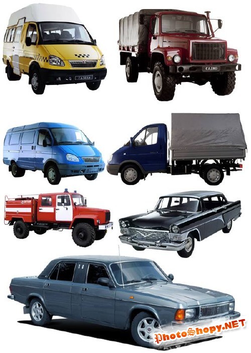 Автомобили марки ГАЗ (прозрачный фон)