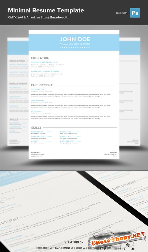 CreativeMarket - Minimal Resume PSD Template