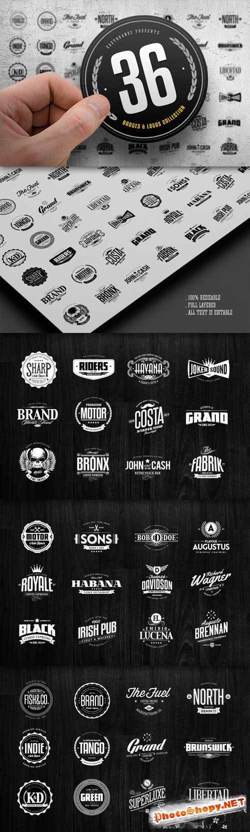 CreativeMarket - 36 Badges & Logos Collection
