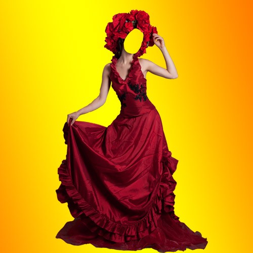 Шаблон psd - Красное платье для девушек