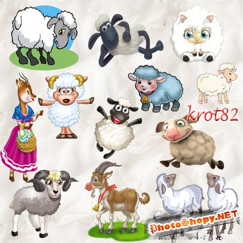 Подборка клипарта на прозрачном фоне – Овцы, козы