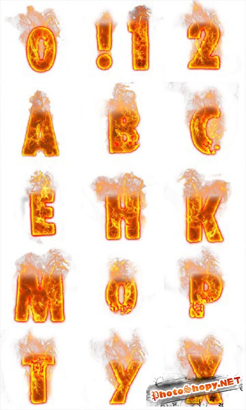 Fire Font Letters and Numbers PNG Clipart