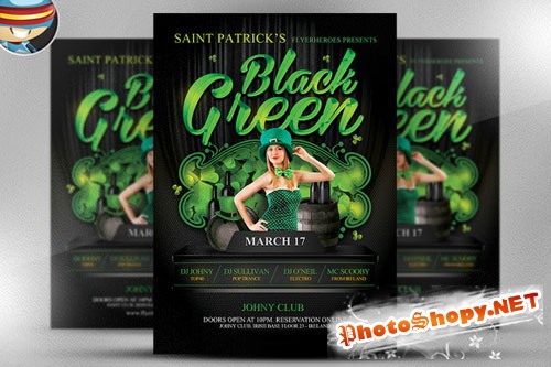 CreativeMarket - St. Paddy's Day Black & Green Flyer