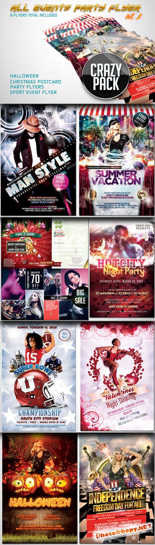 CreativeMarket - All Events Flyer Pack Vol.1 (8 in 1)