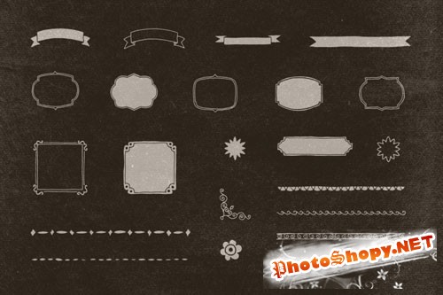 Hand Illustrated Retro/Vintage Shapes PSD Template
