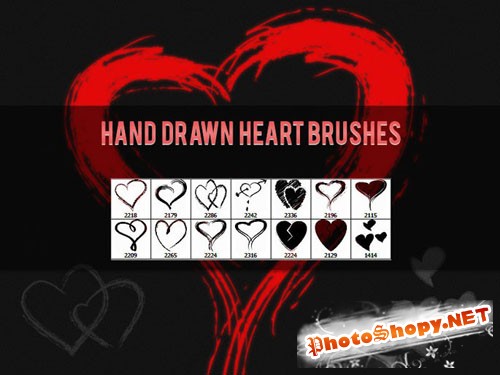 Hand Drawn Heart Photoshop Brushes