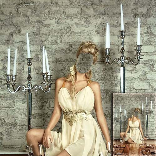 Шаблон женский - В платье у свечей
