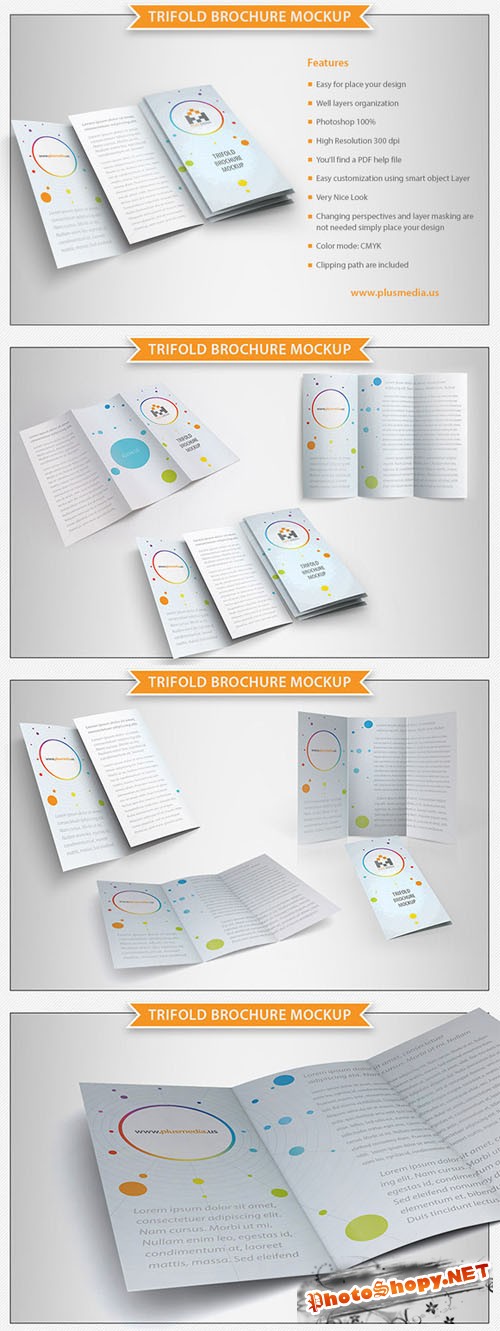 CreativeMarket - Trifold Brochure Mockup