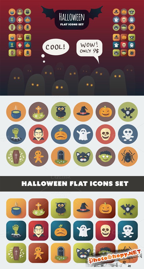 CreativeMarket - Halloween Flat Icons Set