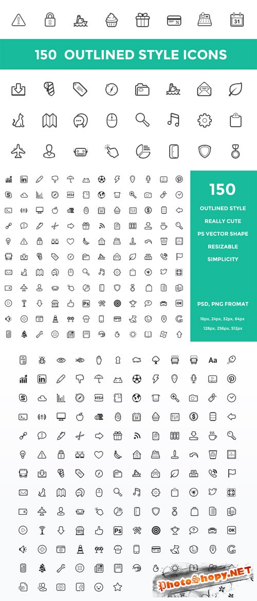 Creativemarket - Outlined Style Icon Set 13832