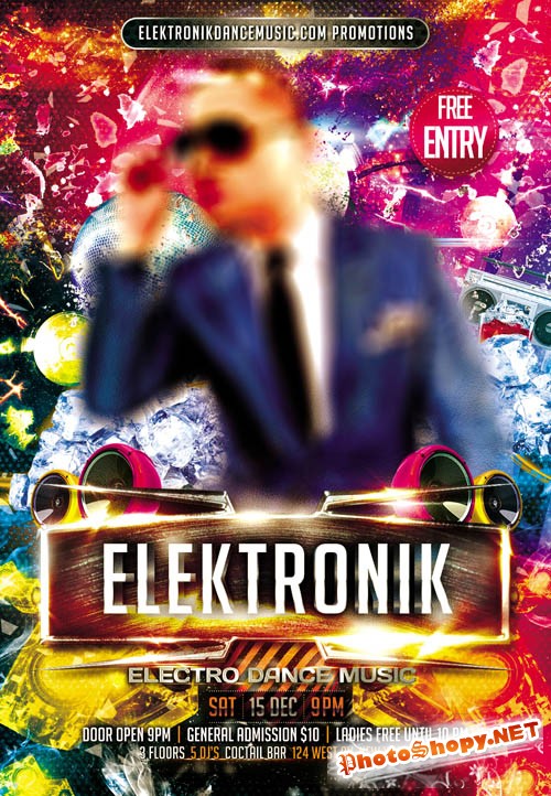 Flyer PSD Template - Electro Dance Music