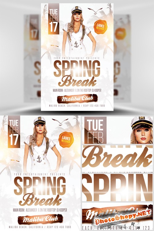 White Spring Break Flyer Template