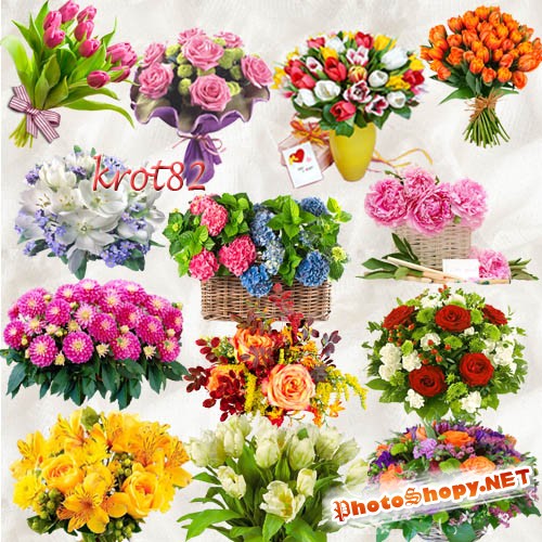 Подборка клипарта букетов цветов  на прозрачном фоне – Такие разные цветы