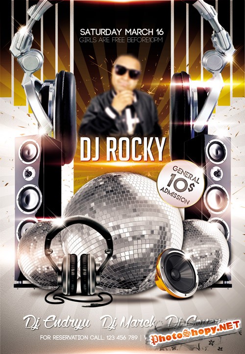 Flyer PSD Template - DJ Rocky Club