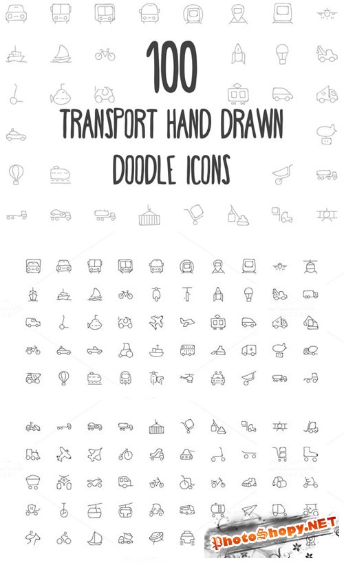 100 Transport Hand Drawn Doodle Icon - Creativemarket 162975