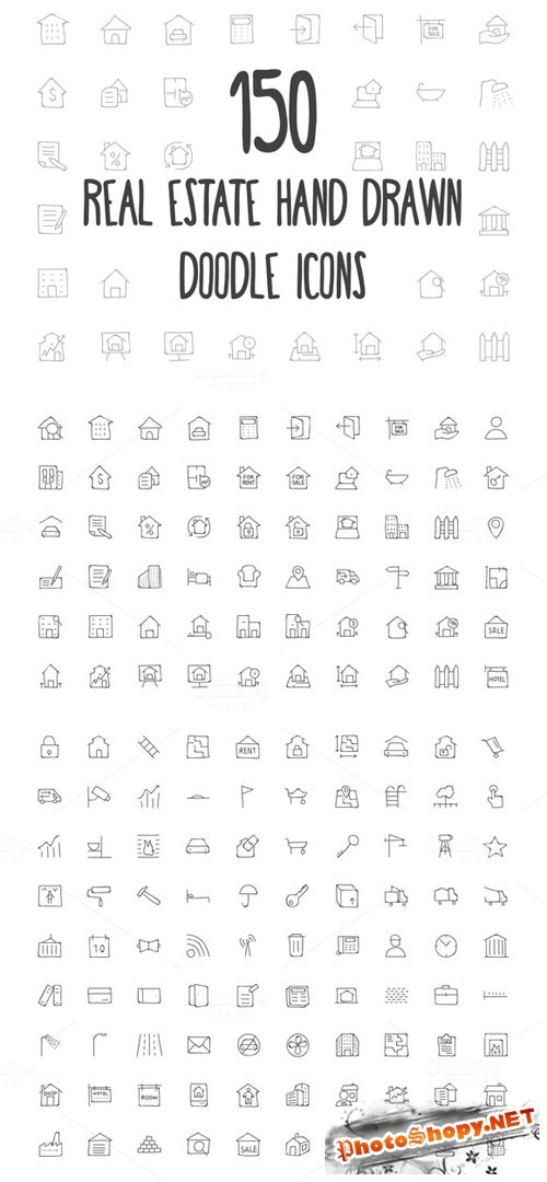 Real Estate Hand Drawn Doodle Icons - Creativemarket 160806