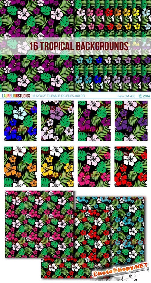 Tropical Hibiscus Background Pattern - Creativemarket 225006