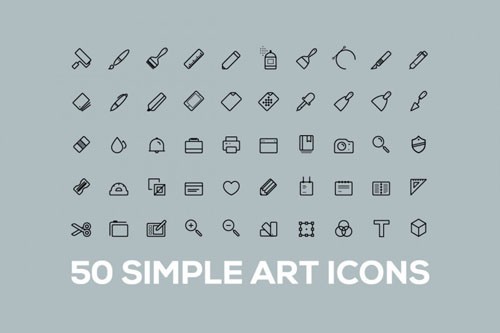 50 Simple Outline Art Vector Icons
