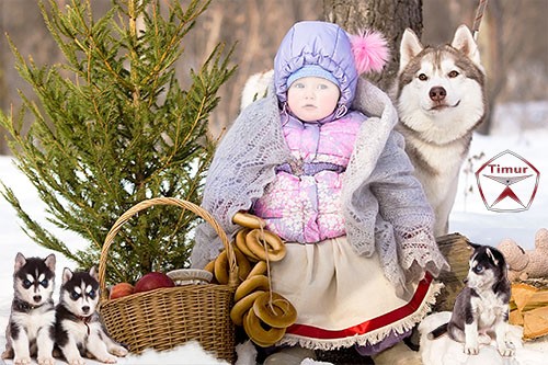 Детский шаблон для фотошопа - Большая семья