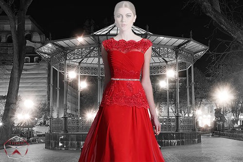 Женский шаблон для фотошопа - Вечернее красное платье
