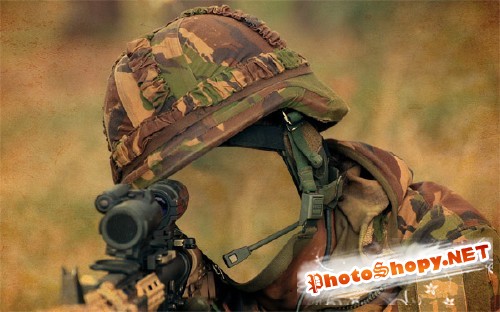 Шаблон для Photoshop - Солдат в засаде