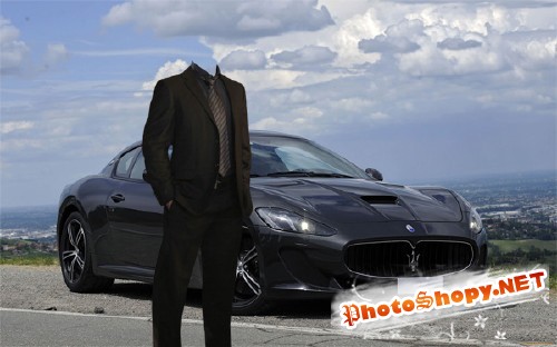 Шаблон для фотомонтажа - Парень с Maserati