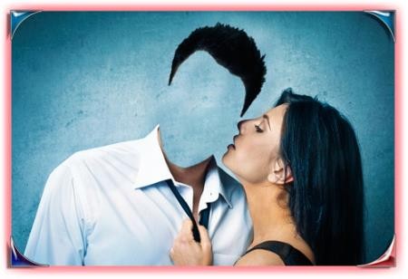 Шаблон фотошоп мужской - Поцелуй девушки