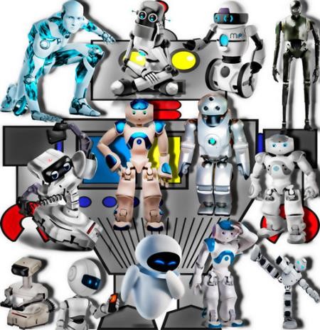 Клипарты на прозрачном фоне - Электронные роботы