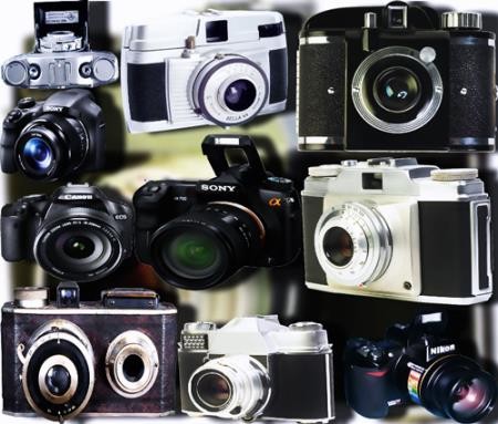 Клипарты на прозрачном фоне - Старые фотоаппараты