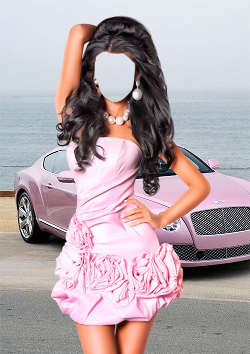 Костюм для фотомонтажа девушки в розовом платье - Розовые мечты