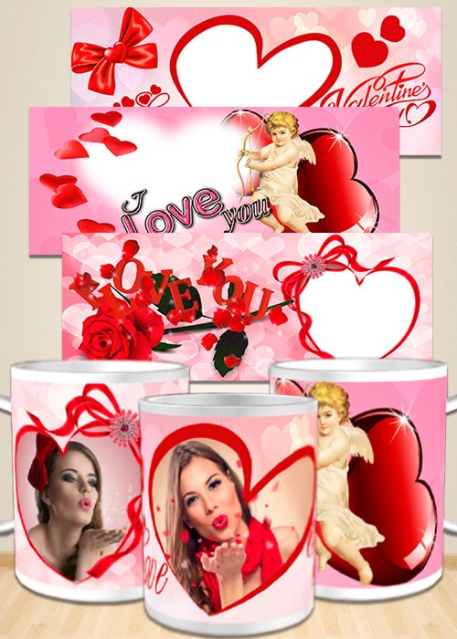 Шаблоны для кружки к дню Святого Валентина - Моё сердце для тебя