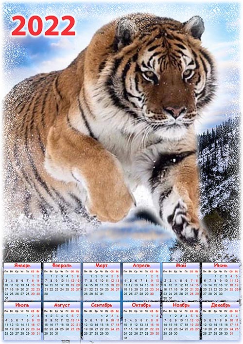 Настенный календарь на 2022 год - Символ года тигр